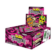 BUZZY CHICLE TATUAGEM TRIBAL MORANGO DP 90UN